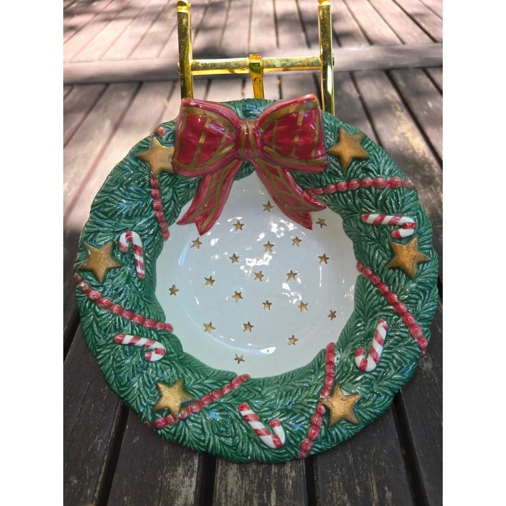 Fitz‎ and Floyd Essentials Christmas Wreath Ceramic 7